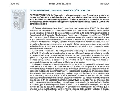 Programa de apoyo a las pymes, autónomos y entidades de economía social de Aragón