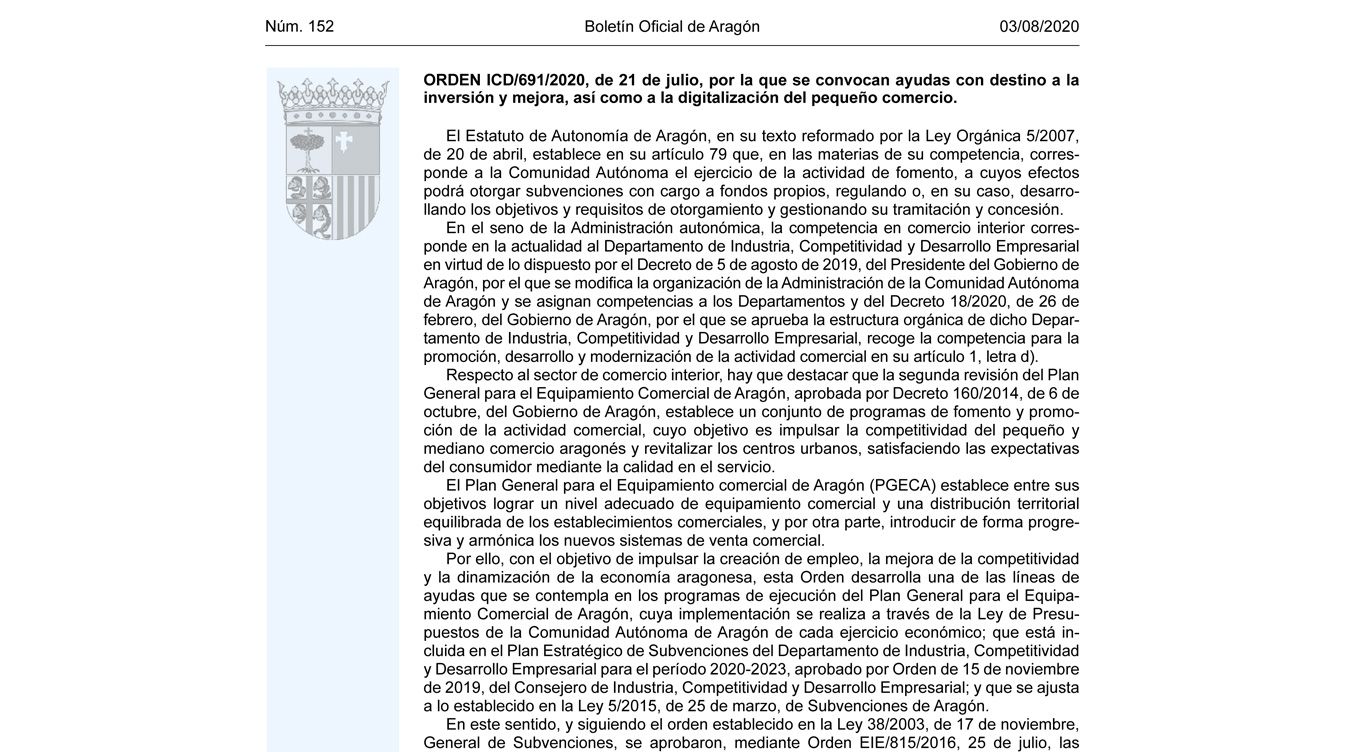 AYUDAS INVERSIÓN PEQUEÑO COMERCIO