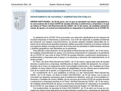 Ayudas directas a autónomos y empresas de la línea COVID