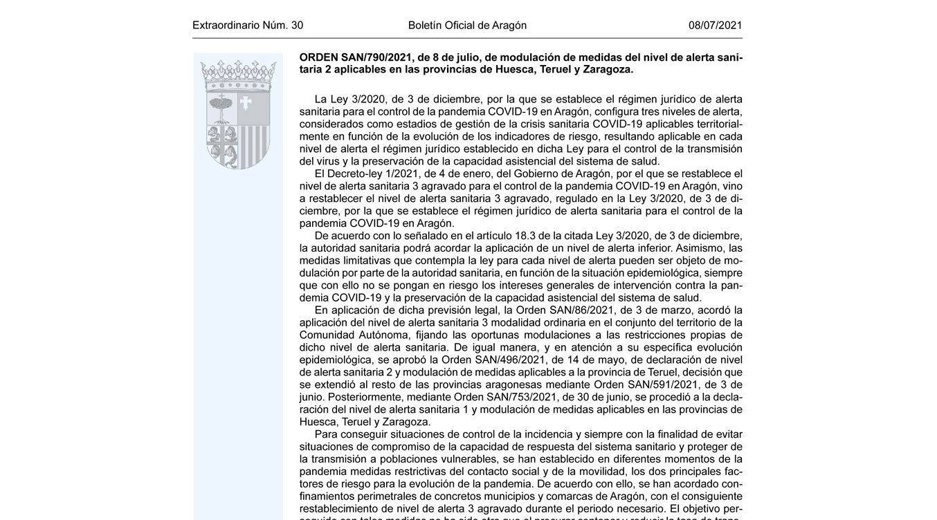 Nivel Alerta 2 Modulado Aragón (8 Julio)